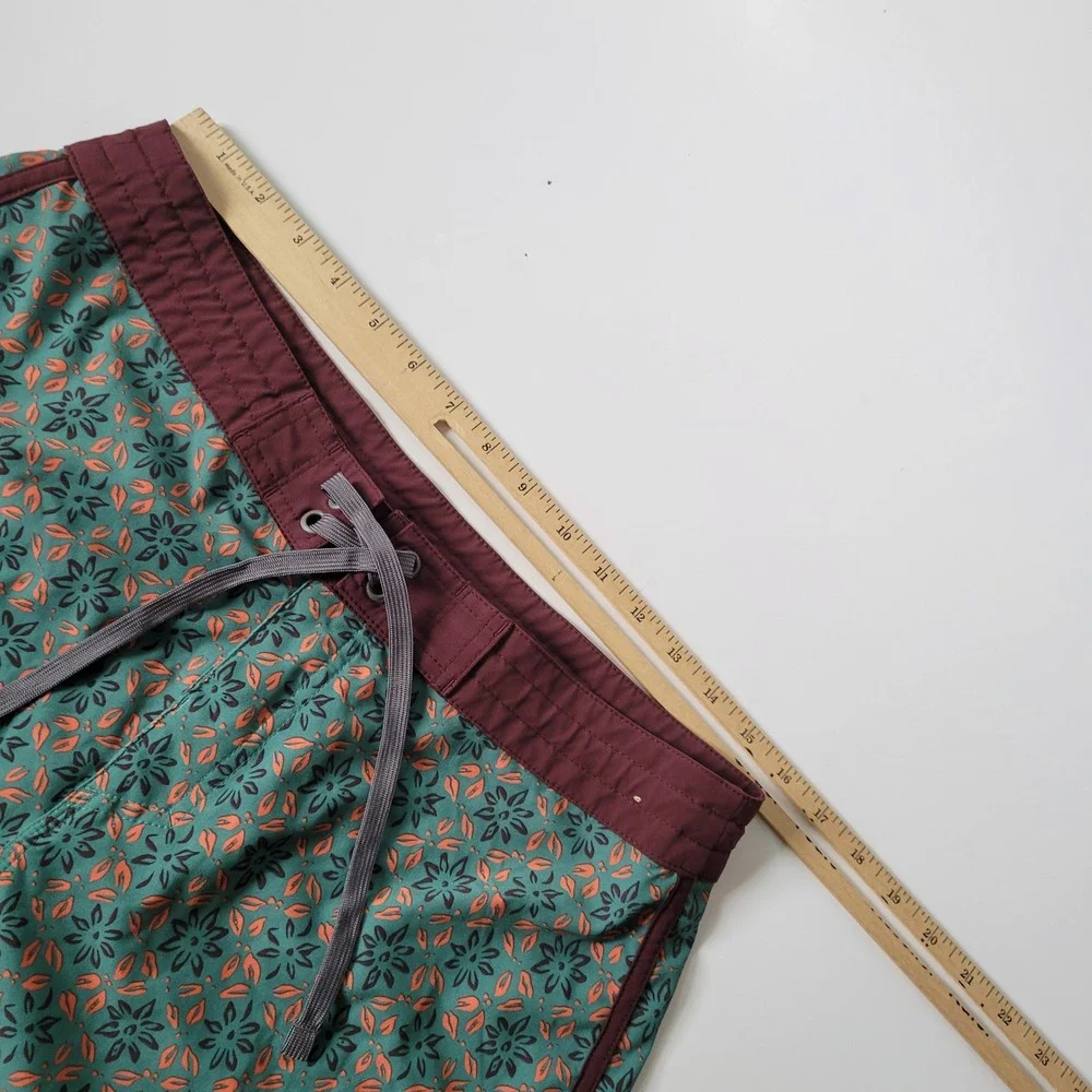 Prana Vintage Boardshort Swim Trunks 32 Jade Palapa Active Beach Cruise Travel